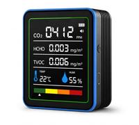 Moniteur de qualité de l'air, compteur de CO2 avec TVOC/HCHO, température | Testeur d'air 5 en 1 avec écran couleur, batterie USB-C et affichage du climat ambiant pour chambre à coucher