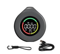 Moniteur de qualité de l'air, Détecteur de monoxyde de carbone portable 3 en 1 for voyage, température, humidité et CO, avec aspiration magnétique, autonomie de 120 heures(Grijs)