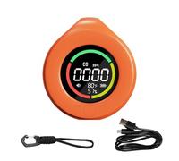 Moniteur de qualité de l'air, Détecteur de monoxyde de carbone portable 3 en 1 for voyage, température, humidité et CO, avec aspiration magnétique, autonomie de 120 heures(Oranje)