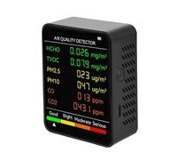Moniteur de Qualité de l'Air, Détecteur de qualité de l'air CO2 6 en 1, moniteur de CO2 et de formaldéhyde, testeur de qualité de l'air for la maison et le bureau(Zwart)