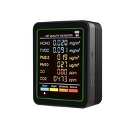 Moniteur de Qualité de l'Air, Détecteur de qualité de l'air multifonctionnel 6 en 1, testeur de température et d'humidité(Black 6 in 1)
