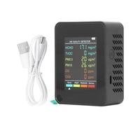 Moniteur de qualité de l'air, détecteur portable de CO2 TVOC HCHO PM2,5 PM10 avec rétroéclairage LCD, testeur d'air intérieur avec alarme rechargeable par USB (Noire)