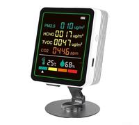Moniteur de qualité de l'air intérieur avec TVOC/PM2.5/CO2/détection de température et d'humidité, fonctionnalité 6 en 1, précision de ± 1 %, écran couleur LED intelligent, chargement USB-C, pour la