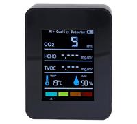 Moniteur de Qualité de l'Air Intérieur - Détecteur de CO2/TVOC/HCHO en Temps Réel avec Affichage LCD Précis - Testeur d'Humidité et Température - Portable pour Maison, Bureau, Serre (Écran Réglable)