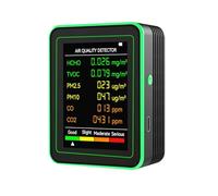 Moniteur de Qualité de l'Air, Moniteur de qualité de l'air 6 en 1, détecteur de dioxyde de carbone, compteur de CO2 multifonctionnel PM2.5 PM10(Zwart)