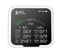 Moniteur de qualité de l'air Moniteur de qualité de l'air multifonction, thermohygromètre, alarme et détecteur de gaz, capteur PM2.5/PM10/HCHO/C6H6/CO2