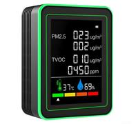 Moniteur de qualité de l'air numérique hygromètre thermomètre PM2.5 TVOC testeur pour intérieur (Noir)