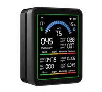 Moniteur de qualité de l'air professionnel 10 en 1, moniteur de qualité de l'air WiFi, dioxyde de carbone/PM2.5, testeur d'humidité, avec système d'alarme à double niveau, pour bureau à domicile (noir