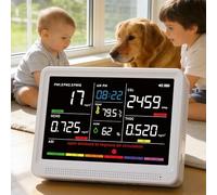 Moniteur de qualité de l'air professionnel 16 en 1 avec batterie 10 h et écran de 5,5" 9 AQI + 7 alertes AQI, moniteur portable CO2 testeur de qualité de l'air pour CO2, TVOC, PM2.5 PM1.0 PM10, HCHO