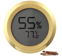 Moniteur de température d'humidité pour boîtes à cigares, jauge numérique dorée avec thermomètre hygromètre à double unité, idéal pour armoires et caves à cigares