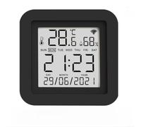Moniteur de température et d'humidité WiFi avec télécommande intégrée pour domotique intelligente, moniteur de température à commande vocale, noir