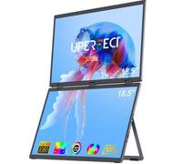 UPERFECT Moniteur double écran supérieur et inférieur Full HD 18,5 pouces 1080P 100 % sRGB