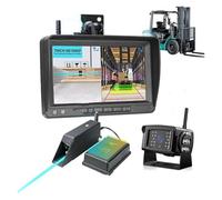 Moniteur DVR Numérique sans Fil IPS 7 Pouces, Chariot Élévateur HD, Caméra Vue Avant, Batterie Magnétique, Positionnement, Kit Radar BSD Caméras De Recul(Add 128GB,Monitor Laser Camera)