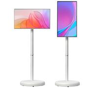 Moniteur Intelligent à Écran Tactile de 21,5 Pouces, Écran Intelligent Mobile sur roulettes avec Système Android - Batterie Intégrée de 6000mAh, FHD Tactile 10 Points, Affichage Réglable White 4+64G