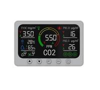 Moniteur intelligent de qualité de l'air CO2 mètre testeur de capteur de température et d'humidité numérique PM2.5 PM1.0 détecteur de formaldéhyde,Excellente Sensibilité(White with smart charge)