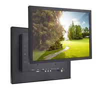 Moniteur LED, 15in 1024x768 Moniteur Industriel Entièrement en Métal Haute Définition Télécommande à écran TFT, Prise en HDMI/VGA/AV/BNC/USB, avec Support Mural(EU)