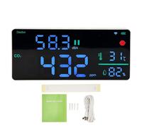 Moniteur numérique de CO2 et sonomètre 4 en 1 - Testeur de qualité de l'air mural avec écran LED de 11 pouces - Thermomètre et hygromètre avec connectivité WiFi 2,4 G pour la
