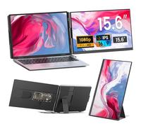 Moniteur portable,15,6''Full HD 1080p deuxième écran de voyage ultra-clien avec des soins oculaires et des haut-parleurs,compatibles avec l'ordinateur portable, PC,Mac, Phone, PS5 (Dual screen-15.4")