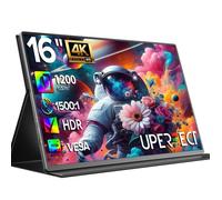 Moniteur portable 4K Ultra HD de 16 pouces, rapport de contraste de 1500:1, luminosité de 1200 cd/m², compatible VESA.