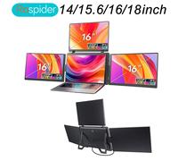 Moniteur portable à triple écran LCD rétroéclairé, écran FHD, écran secondaire connecté à un ordinateur portable avec 1 câble, extension d'écran secondaire 15.6 inch Black