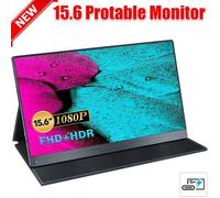 Moniteur Portable Amélioré 15,6'' IPS HDR 1920X1080 FHD Eye Care Screen USB C Double Haut-Parleur HD Type-C Mini DP OTG VESA Pour