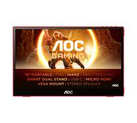 AOC 16G3 - Moniteur de jeu portable 16 pouces Full HD, FreeSync (1920x1080, 144 Hz, MicroHDMI 1.4, USB-C) noir-rouge