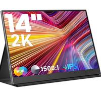Moniteur portable de 14 pouces 2K pour ordinateur portable USB C HDMI Gaming Ultra-fin IPS Display Smart Cover et haut-parleurs, écran 2160 x 1440p pour ordinateur portable, HDR Plug&Play, moniteur