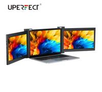 Moniteur portable triple 14"" 1080P pour double affichage, pour ordinateur portable 14""-17"", Noir
