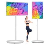 Moniteur Tactile 21,5/24/27/32 Pouces Téléviseur Intelligent Portable Rotation complète Support Mobile pour téléviseur 4 Go + 64 Go / 8 Go + 128 Go de Stockage(27in4g+64g)