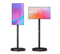 Moniteur Tactile Intelligent 21,5 Pouces, Support TV Portable 1080p avec roulettes, Android 14 et Batterie intégrée de 6000 mAh, pivotant et Rotatif, Partage de Projections Multiples(Black,4+64G)