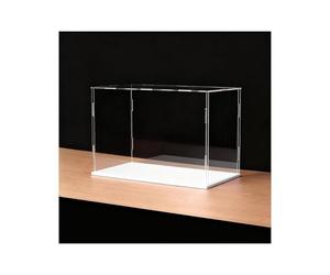 Moniteur transparent acrylique, Assemblage acrylique d'individu d'affichage for les tailles personnalisables de base noire blanche d'objets collection(White Base,20x15x15cm)