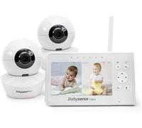 Moniteur Vidéo Pour Bébé, Babyphone Avec Écran Divisé 4,3¿ Et 2 Caméras, Veilleuse Réglable, Conversation Audio Bidirectionnel, Fonction Ptz, Longue Portée, Vision Nocturne, Berceu[Vit690409]