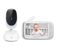 Motorola Baby Comfort 85 Connect Babyphone Vidéo avec Fonction Pivotante/Zoom/Wi-Fi, Ecran Couleur 5,0", Vision Nocturne Infrarouge, Audio Bidirectionnel/Capteur de Température, Blanc