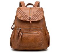 Monitika Sac à dos Femme Cuir Étanche Mode Grande capacité Sacs portés dos Fille Femmes Voyage Sac a dos Marron