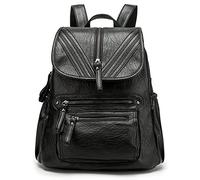 Monitika Sac à dos Femme Cuir Étanche Mode Grande capacité Sacs portés dos Fille Femmes Voyage Sac a dos Noir