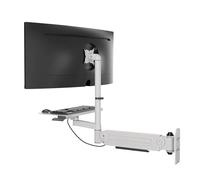 Monitor and Keyboard Wall Mount, Computer Wall Mount, Sit-Stand Workstation, with Pneumatic Spring Arm, Keyboard Tray, Height/Angle Adjustable, for Single Screen Up to 34 inch Monitor