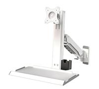 Monitor and Keyboard Wall Mount, Stand/Sit Workstation, with Folding Tray, Gas Spring Arm, Adjustable Height, Max Load 25 Kg, VESA 75x75mm/100x100mm, Fits 15"-32" Screens(White,61cm)