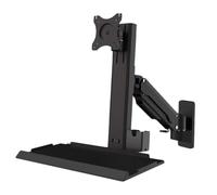 Monitor and Keyboard Wall Mount, Stand/Sit Workstation, with Folding Tray, Gas Spring Arm, Adjustable Height, Max Load 25 Kg, VESA 75x75mm/100x100mm, Fits 15"-32" Screens(Black,46cm)