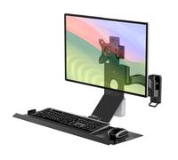 Monitor and Keyboard Wall Mount, Stand/Sit Workstation, with Pneumatic Arm, Load 10kg, with 210 * 600mm Foldable Keyboard Tray, for 15-32 inch Single Screen(Black)