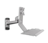 Monitor and Keyboard Wall Mount, Wall Mount Workstation, Aluminum Alloy Material, Fits 15-27 inch Monitors, Adjustable Angle, with Folding Keyboard Tray, for Home, Office(450mm)