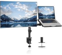 Monitor Arm with Tray for Laptop, PC Monitor Arm with VESA Stand Fully Adjustable for 13 to 27 Inch LCD LED Screens and Laptops up to 17 Inches