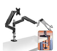 Monitor Arms Monitor and Laptop Mount 2-in- 1 Adjustable Dual Arm Desk Mounts Column Type Dual Monitor Stand Arm VESA Mount 75/ 100mm with C Clamp Monitor Accessories (B Column 40CM)
