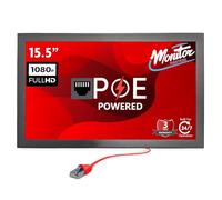 Monitor Masters Moniteur alimenté par PoE de 15,5 po, passage de sortie POE, sorties 12 V DC, 1080p, étui d'accessoires intégré