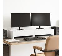 vidaXL Support de Moniteur avec tiroirs Blanc Bois d'ingénierie, Support d'écran, étagère de Moniteur, Base de Moniteur