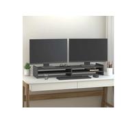 Monitorstandaard 100x27x15 cm massief grenenhout grijs814026