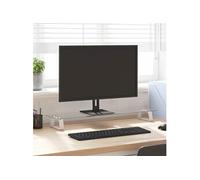 vidaXL Support de moniteur – Réhausseur d'écran avec rangement, blanc verre trempé et métal