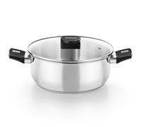 Monix Casserole en acier inoxydable de 5,7 L, capacité de 5 à 6 L, non revêtue, avec couvercle, fond diffuseur de 4,5 mm, argenté/acier inoxydable