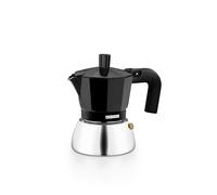 Monix Induction Inox | Cafetière italienne en aluminium et acier inoxydable, 3 tasses, poignée résistante à la chaleur, facile à laver, pour tout type de cuisinière dont l’induction, couleur noire