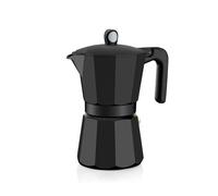 MONIX Induction Noir | Cafetière 12 tasses, aluminium effet noir mat, poignée et bouton en bakélite, full induction sans trous