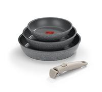 Monix One Click Pietra | Lot De 3 Poêles Empilables, 20-24-26 Cm, Revêtement Antiadhésif, Manche Amovible, Indicateur De Température Thermonix, Sans Pfoa, Convient Pour Tous Types De Cuisinières